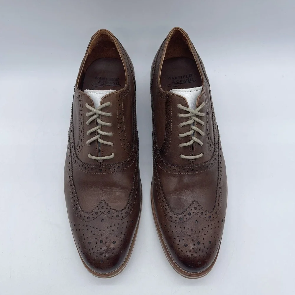 Warfield & Grand Men's Size 9 Wing Tip Oxfords Roy 63606 Brown Dress Shoes